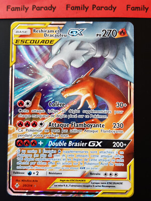 Reshiram et Dracaufeu GX Escouade 270pv 20/214 Carte Pokemon Ultra Rare SL10 Fr