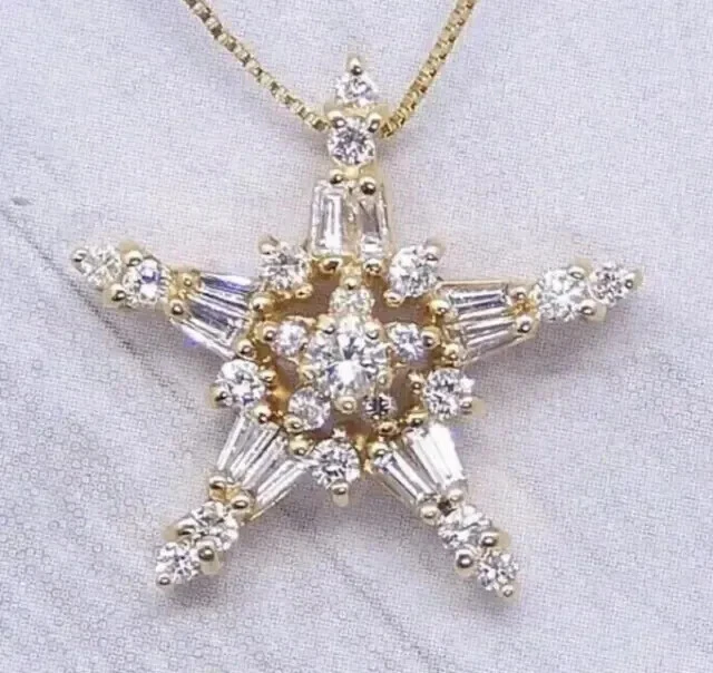 3 Ct Round Cut Simulated Diamond Women's Star Pendant 14K Yellow Gold Plated