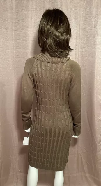 NWT Calvin Klein Women’s Size M Brown Acrylic Cowl Neck Sweater Dress 2
