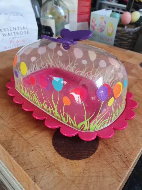 Fun Pylones Butterfly and Balloons Pink Butter Dish