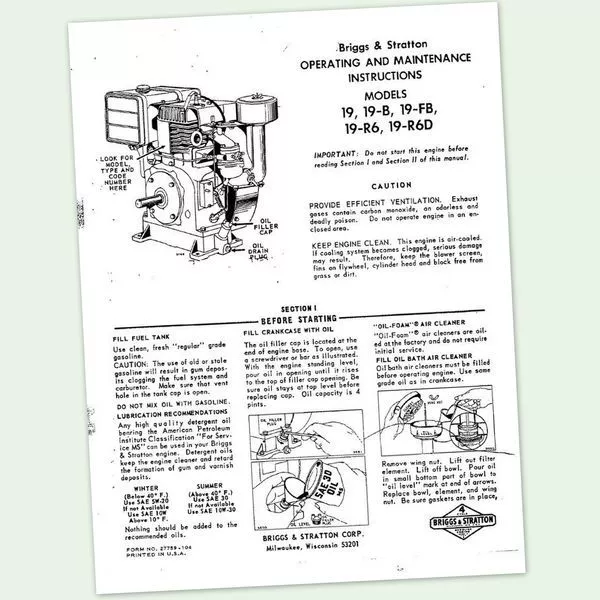 Briggs and stratton 300 series 148cc manual discount