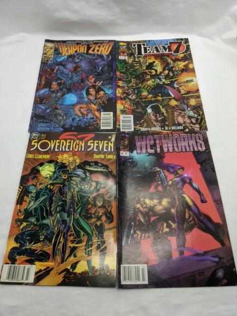 Lot Of (4) Vintage 1990s Comic Books Weapon Zero Wetworks Team 7