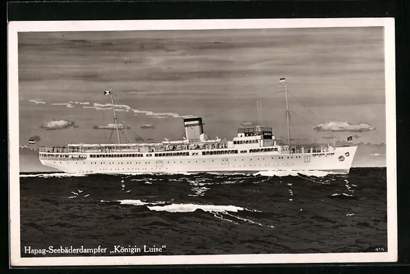 Künstler-AK Hapag-Seebäderdampfer Königin Luise 1935