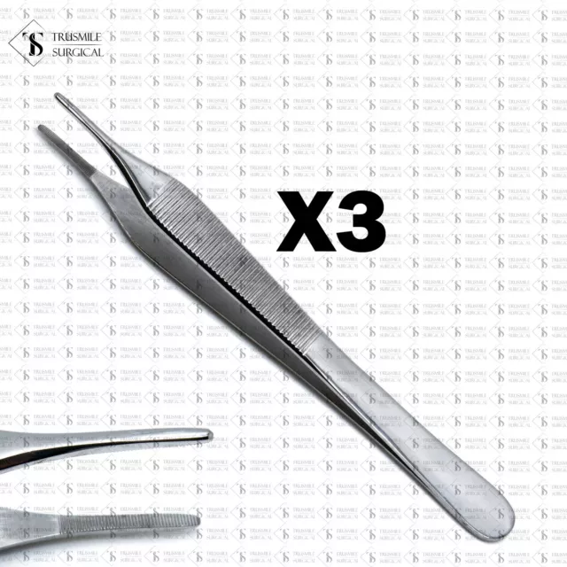 Adson 12cm Serrated Tip Tweezer Dressing Tissue Forceps Surgical Pliers 3Pcs