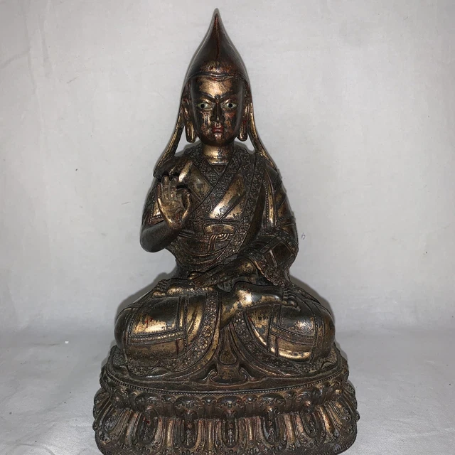 Tibetan Chinese Antique Parcel Gold Gilt Bronze Buddha Statue