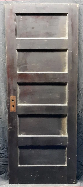 30"x77" Antique Vintage Old Salvaged SOLID Wood Wooden Interior Door 5 Panels