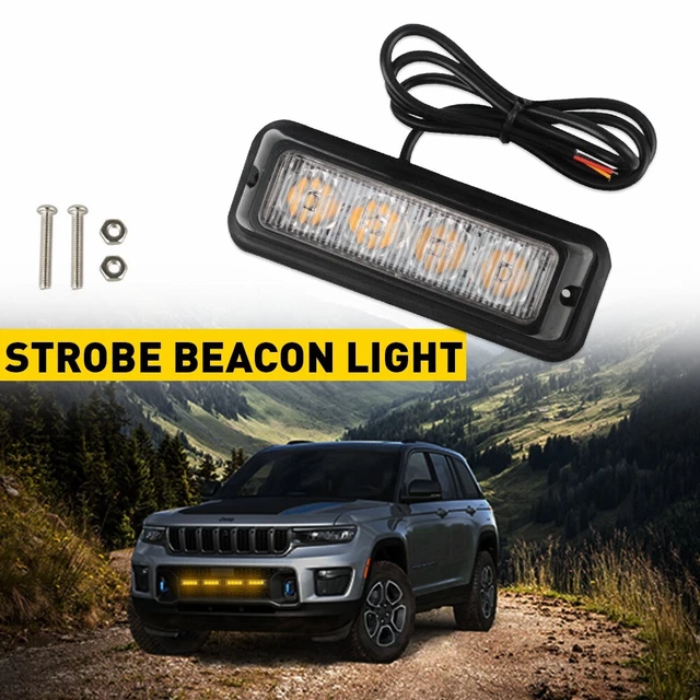 1/2Set Yellow LED Grill Strobe Light Beacon Side Marker Quality Flash Warning Ha