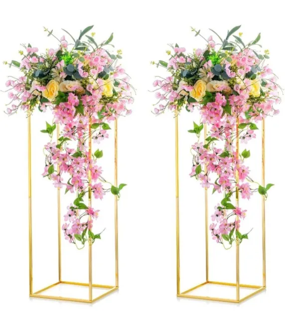 Warmiehomy Gold Vase Wedding Centrepieces for Tables 2 Pcs Geometric Vases 100cm