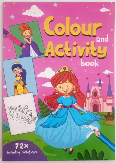 Mal und Rätsel Buch für Kinder 72 Seiten A4 u. Lösungen Thema Prinzessinnen