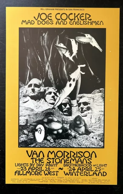 1970-Fillmore-Bg-229 Postcard/Calendar Back-Joe Cocker/Van Morrison-David Singer