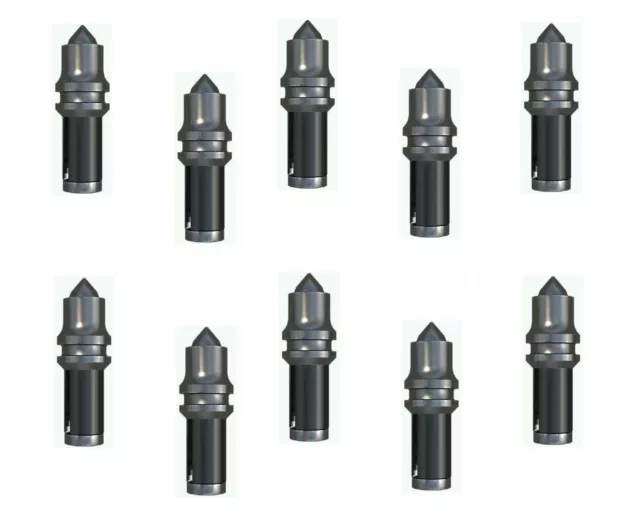 10x ROTATING Pick Head Tooth 21mm Shaft Auger Tungsten Steel Rock Digga Parts