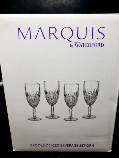 Marquis Waterford Brookside Clear Crystal Iced Beverage Glasses Set of 4 NEW