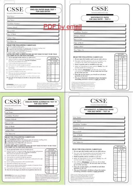 (4) [NEW] CSSE 11+ Past Exam Question Paper 2022 English Maths Main + Monday PDF