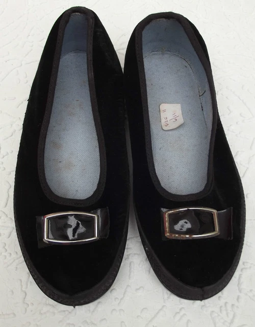 Pantofole vintage velluto scarpe da ginnastica palcoscenico danza uniforme scuola MAI INDOSSATE taglia 11 daps