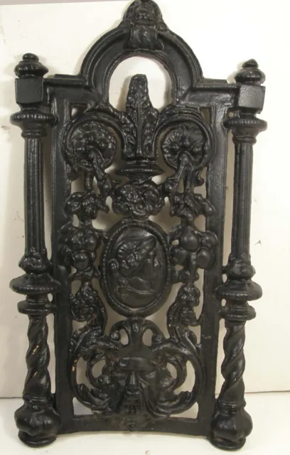Antique Victorian Decorative 22" Cast Iron Ornate Architectural Panel Green Man