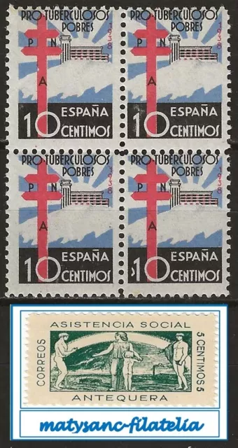 España 1938. Edifil 866 En Bloque De 4. Serie Completa "Pro Tuberculosos" Mnh***