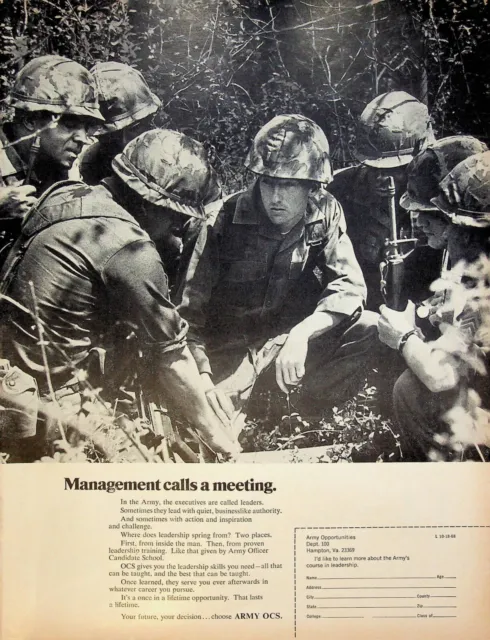 1968 Vietnam Era U.S. Army Officer Candidate School OCS Vintage 1960s Print Ad