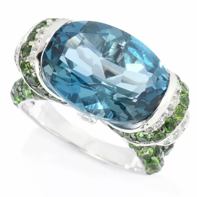 Meher's Jewelry Sterling Silver 11.68ctw London Blue Topaz Gemstone Ring