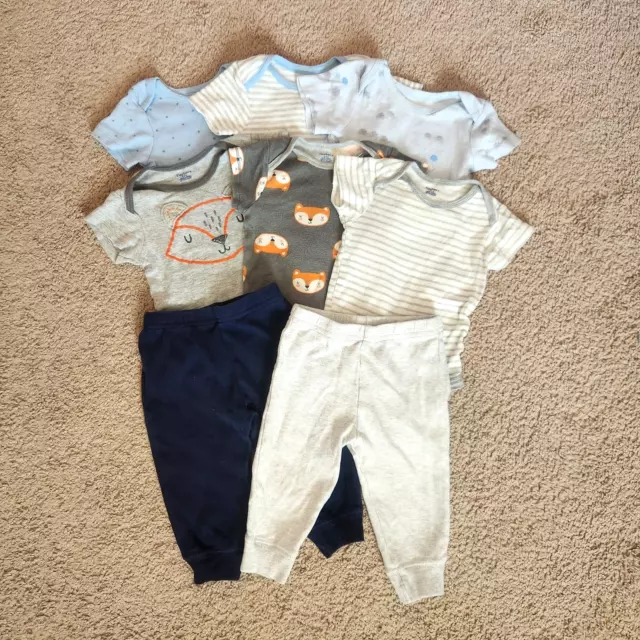 Baby Boys SIZE 6-9 Months BODYSUITS & Pants Gerber Mixed Lot of 8 Infant Clothes