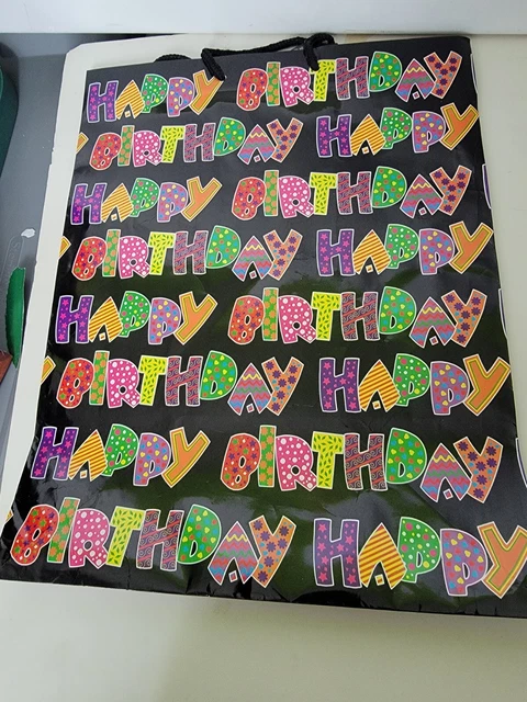 Gift Bag Happy Birthday Spellout Viola Vintage 2000s 15"x 12"