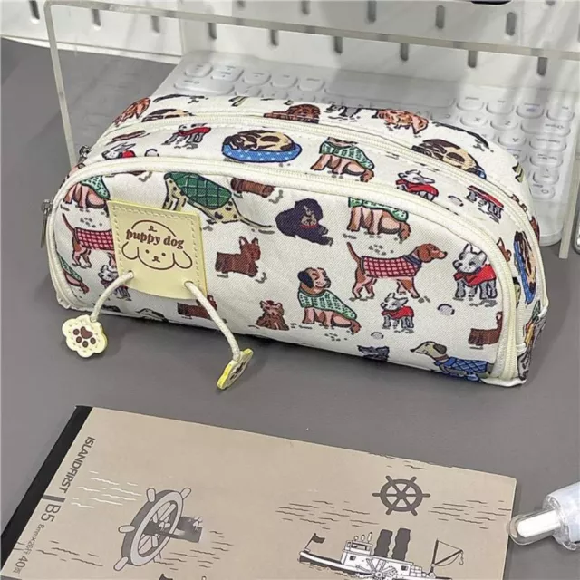 Puppy Print Pencil Case Large Capacity Stationery Bag Creative Pen Bag