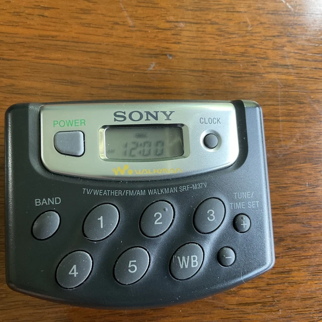SONY WALKMAN SRFM37V TV / Weather AM/FM/Portable Clock Radio /Belt