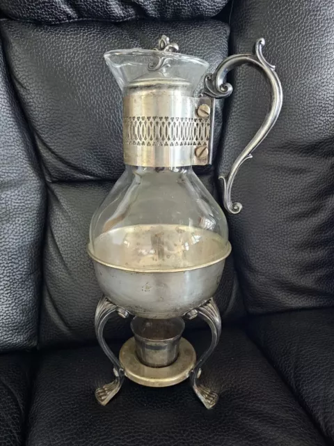 Vintage Raimond Silver Plate Coffee Tea Glass Carafe Holder With