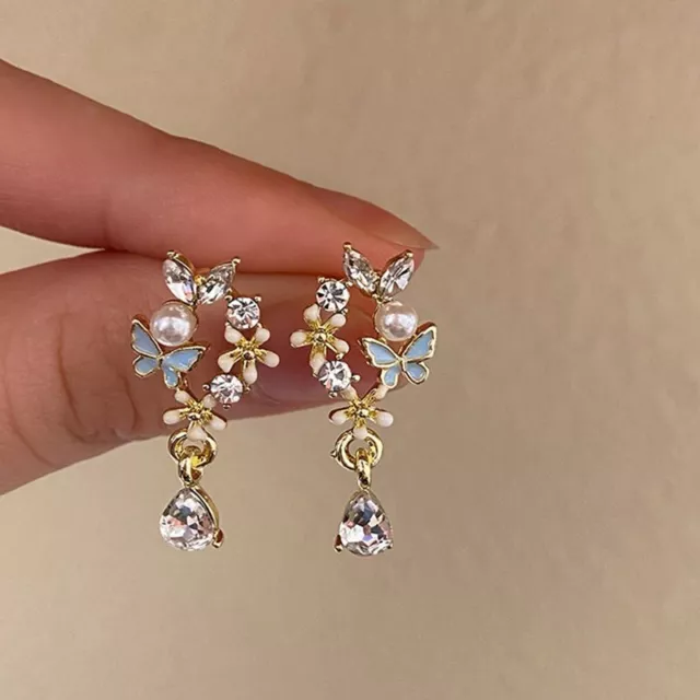 Fashion Butterfly Flower Pearl Crystal Earrings Stud Drop Dangle Women Jewelry