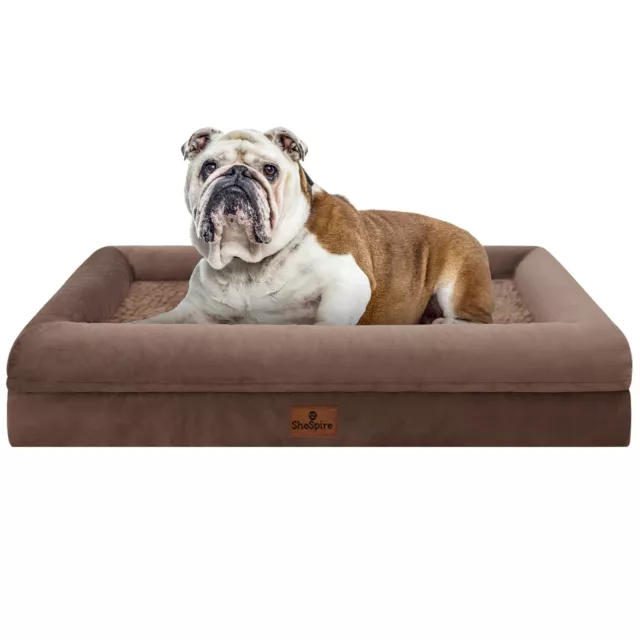 XX-Large Brown Dog Bed Orthopedic Memory Foam Pet Sofa w/Removable Cover&Bolster