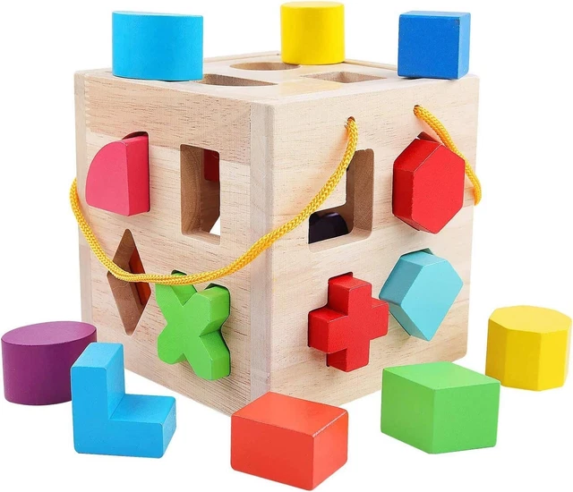 New-Montessori Shape Sorter Toy Wooden Learning Educational Game for Babies Kids