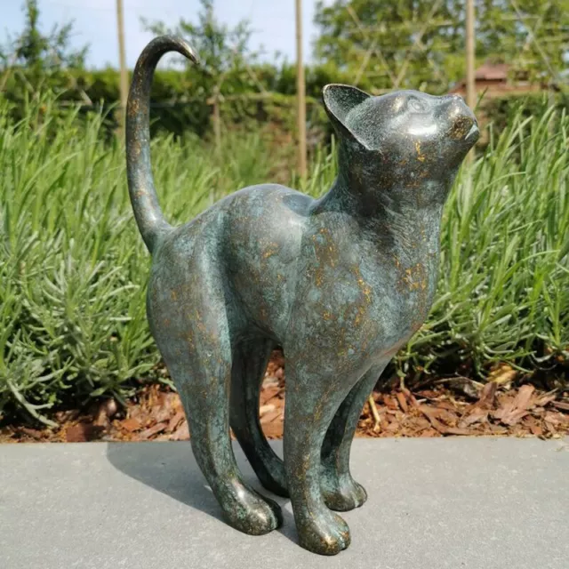 Beautiful Cat Statue With Rounded Back Garden Decor Outdoor Ornament Decoration