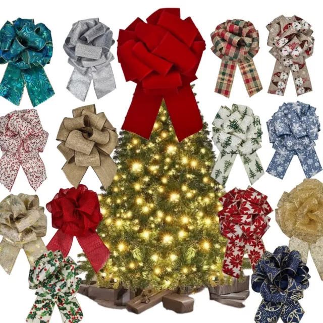 NEW Christmas Bow Decoration Bows Tree Topper Gift Wrapping Home Xmas Ornaments