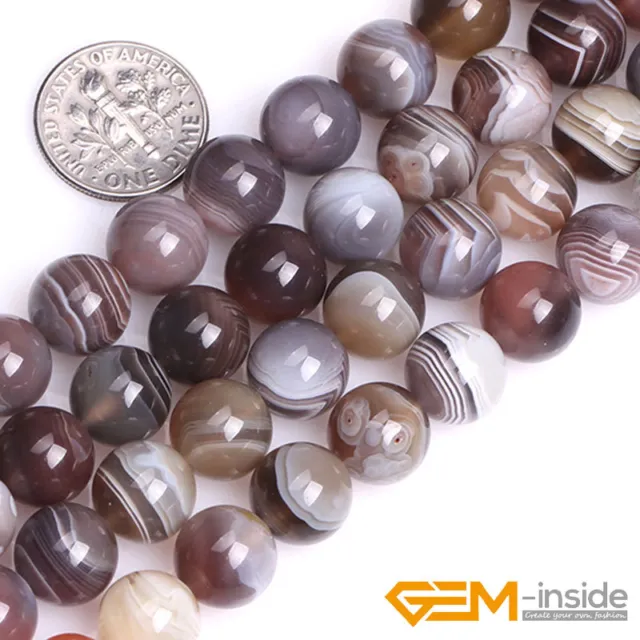 Natural Botswana Agate Gemstone Round Spacer Loose Beads For Jewelry Making 15"