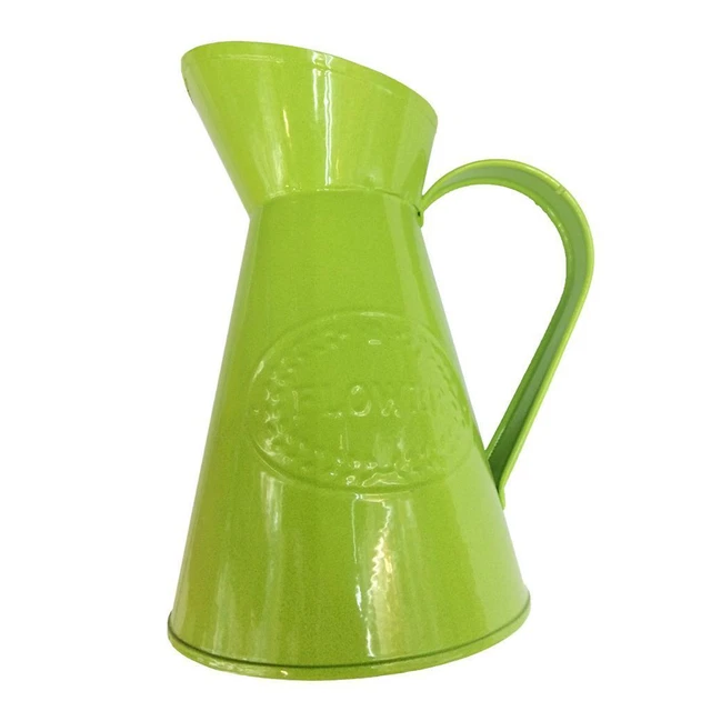 Shabby Chic Retro Metal Jug Vase Flower Pitcher Wedding Home Decor Green