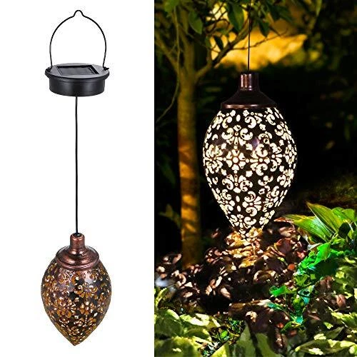 Hanging Solar Lights,  Solar Lantern LED Moroccan Garden Lights Metal Lamp 1