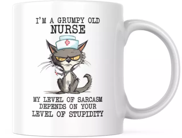 Funny Grumpy Old Nurse Mug mug Jokes Cursing Cat Coffee Mugs Funny For Her