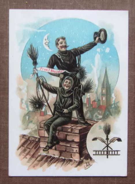 SCHORNSTEINFEGER, Kärtchen 12,0 x 8,5 - Neujahr Gruß Trinkgeld - Litho Vers 1905 SCHORNSTEINFEGER, Kärtchen 12,0 x 8,5 - Neujahr Gruß Trinkgeld - Litho Vers 1905