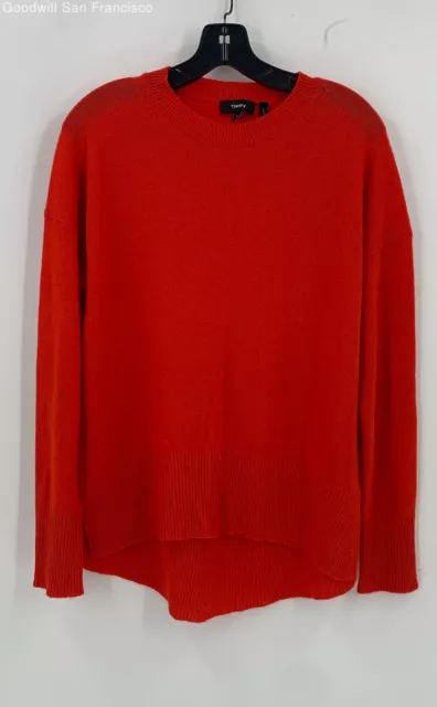 Theory Womens Red Cashmere Long Sleeve Crew Neck Pullover Sweater Size Small