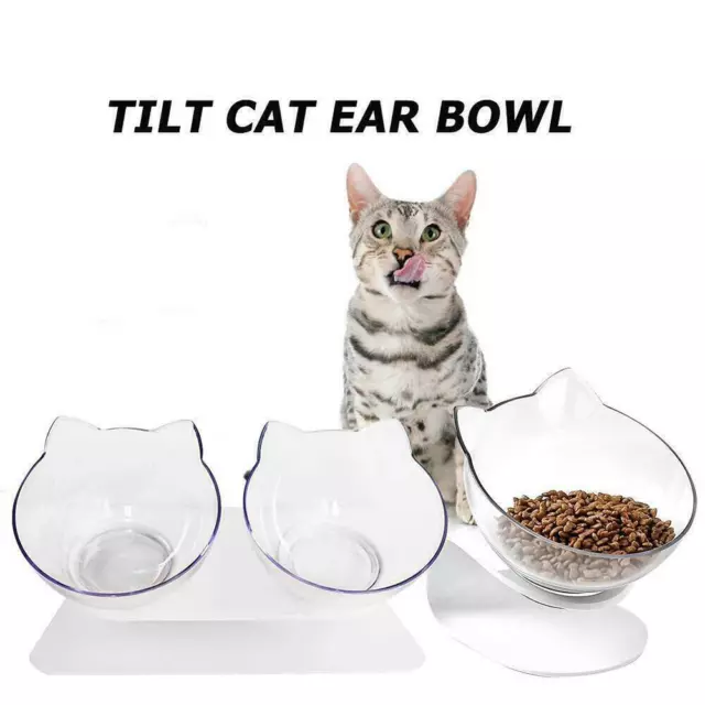 Pet Bowl Double Elevated Tilt Cat Dog Food Water Feeder Anti-slip Convenient