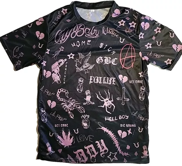 Lil Peep GBC AOP Jersey Shirt Mens Large Graphic Goth Boy Clique Music Tee