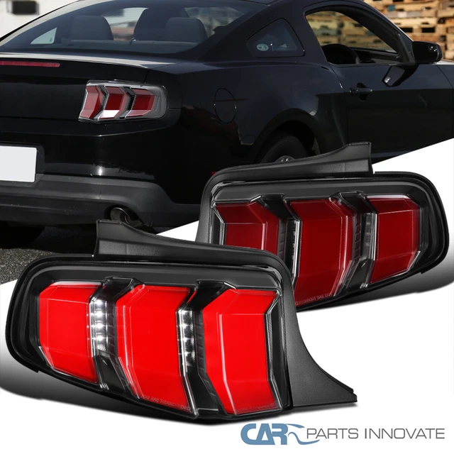 Fits 10-12 Ford Mustang Black LED Red Bars Sequential Signal Tail Brake Lights