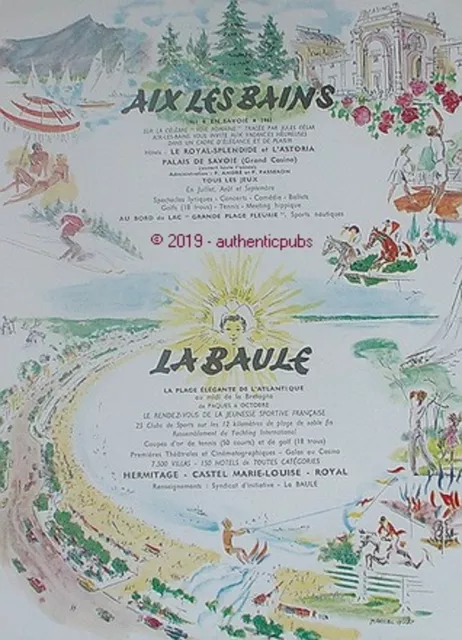 Publicite Aix Les Bains Astoria Royal Splendide La Baule Hermitage  De 1961 Ad