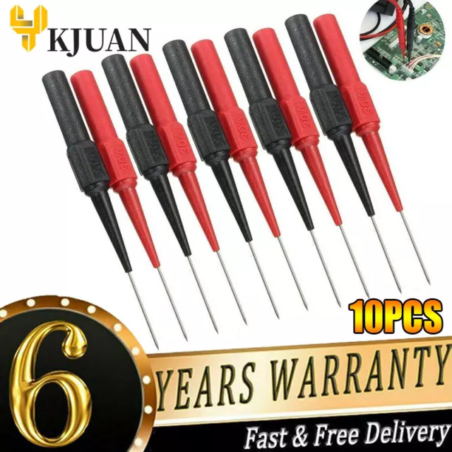 10 Pcs Multimeter Test Lead Probe Extention Back Piercing Needle Tip Probes 30V