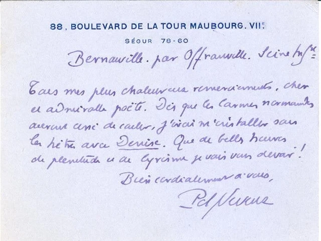 CARTE AUTOGRAPHE DE Pol NEVEUX A JEAN ROYERE (1931) 1 page EUR 15,00