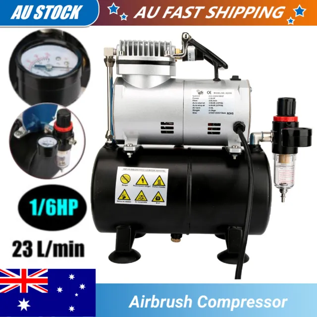 Airbrush Compressor for Air Brush Spray Gun Nail Art 1/6HP W/ 3L Air Tank Kit