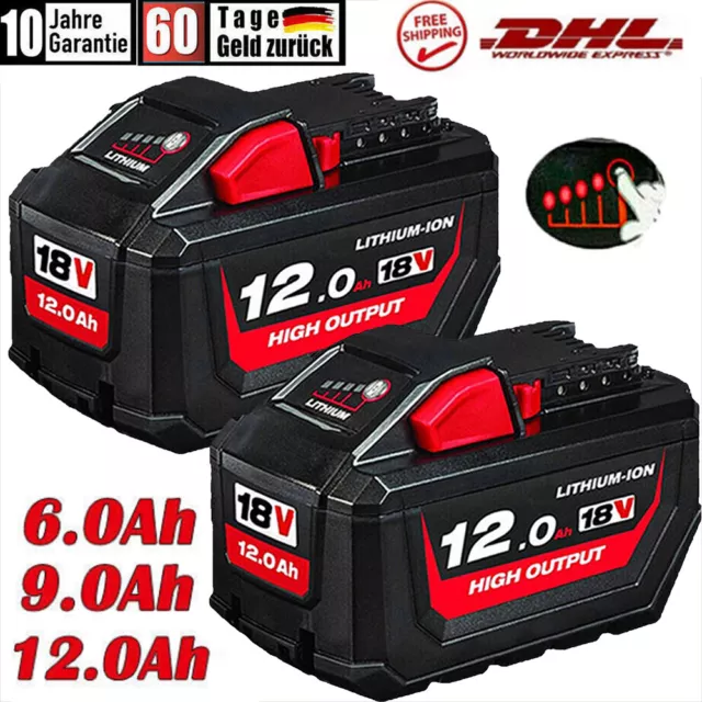 2X Original 12 Ah M18B12 Für Milwaukee M18 Akku 18V Li-Ion 48-11-1860 48-11-1812