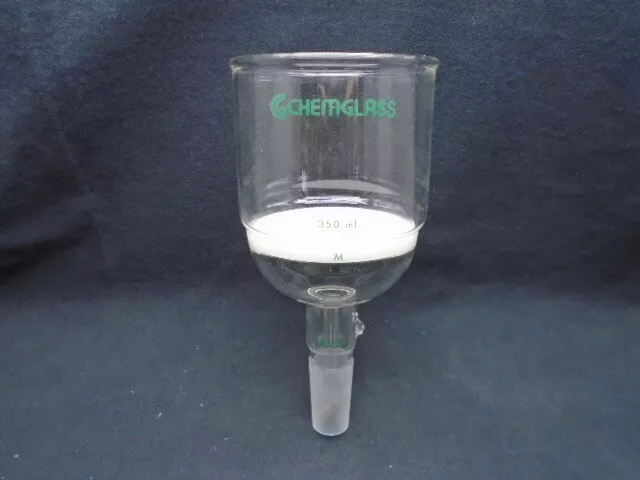 CHEMGLASS 350mL Glass 24/40 Buchner Filter Funnel Fritted Medium Porosity Damage