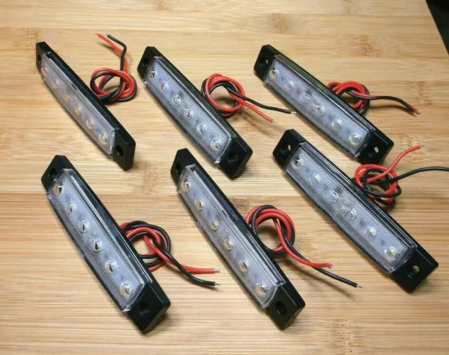 6 Large Super Bright 12 volt Waterproof Cool White LED Utility Lights