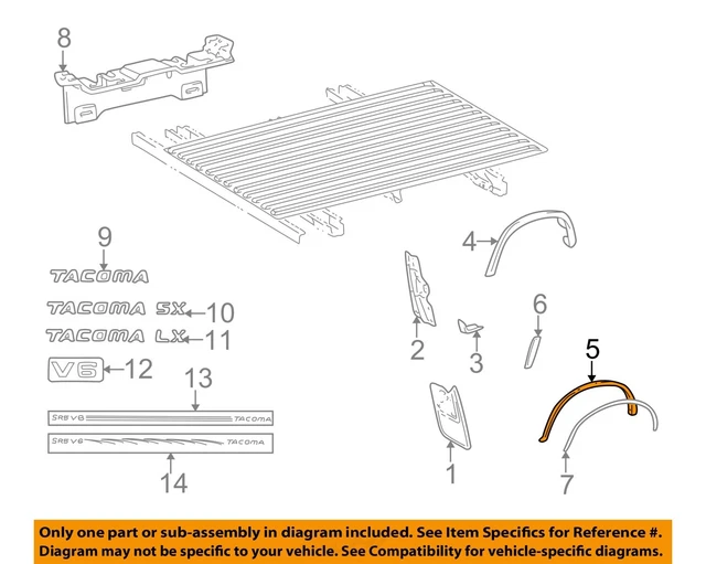 TOYOTA OEM 0515 BedWheel Well Fender Flare Molding Right