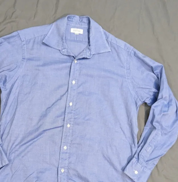 Barneys New York Button Up Dress Shirt Classic Blue Long Sleeve Size 15 1/2 33